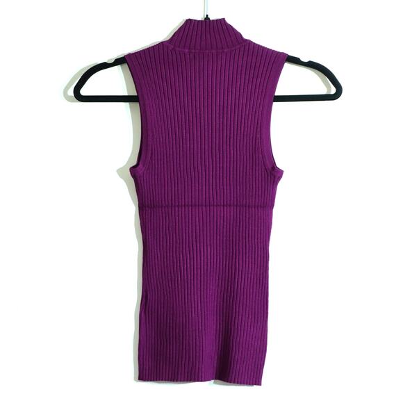 NWT Madewell Purple Stretchy Sleeveless Ribbed Mock Turtleneck Women's Size XXS - Picture 2 of 7